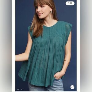 Akemi + Kin Anthropologie Cap Sleeve Smocked Top